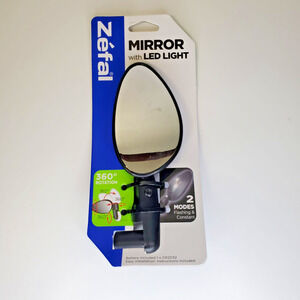 Zefal Bike Mirror w/ LED Light Universal Handlebar Fit 360* Rotation W/ Battery